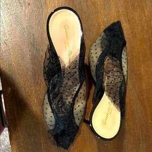 Gianvito Rossi Polka Dot Lace Heels, Black